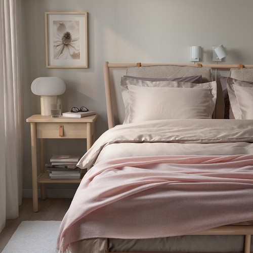 IKEA LUKTJASMIN Bettwäsche Set ✨ Kopfkissen + Decke ✨ grau beige ✨ seidig ✨ NEU - Bild 8 von 10
