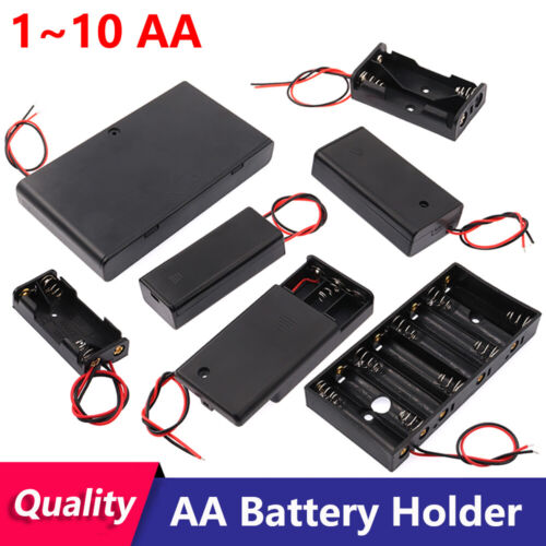 1 2 3 4 6 8 10 x AA support de batterie ouvert ou fermé boîtier de cellule avec fil/interrupteur - Photo 1/23