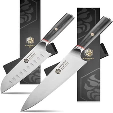 Kessaku 8" Chef & 7" Santoku Knife Set - Spectre Series AUS-8 High Carbon Steel