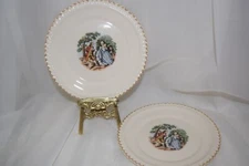 Vintage The Harker Pottery Co. 22 KT. Gold Dessert Plates, Set of 2 - Romantic