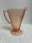 Vtg Jeanette Glass Cherry Blossom Pink Depression Glass 8" Pitcher 1930s