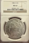 1882-S Morgan Silver Dollar NGC MS62
