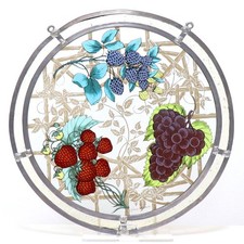 Berries & Grapes Double Rim Vintage Stained Glass Fruit Strawberry Grapes