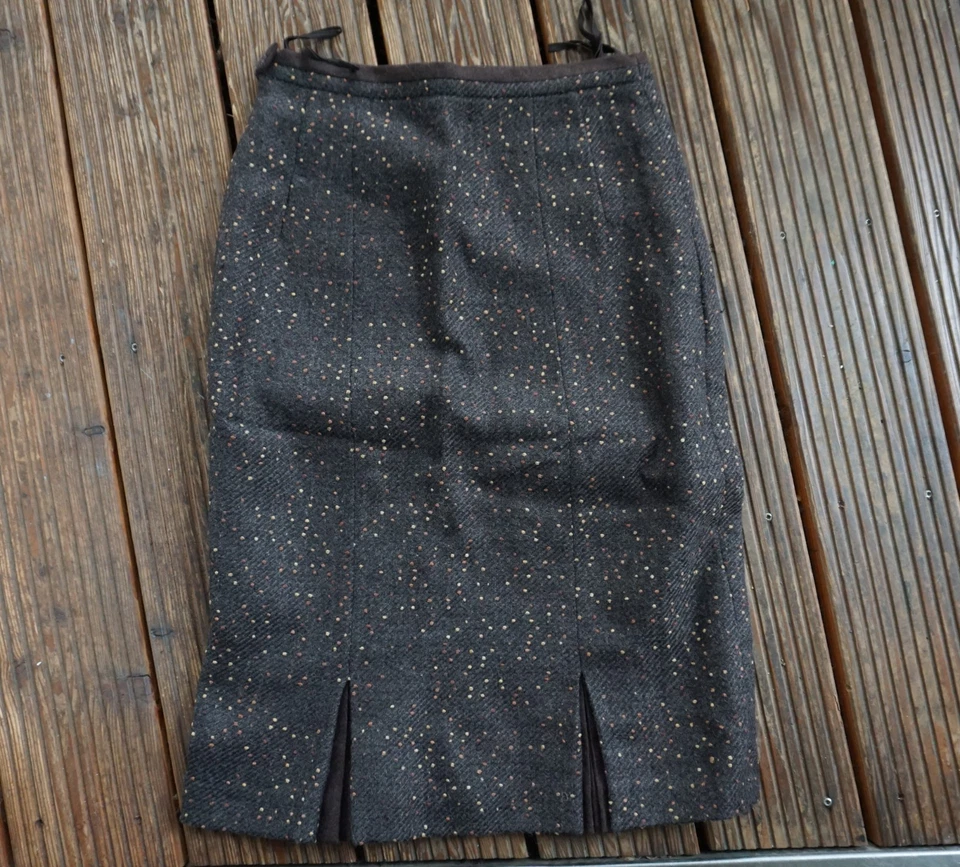 brauner Rock Pencilskirt mit Noppen Wollrock Alexander kleine Kellerfalten 38 - Bild 1 von 4