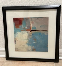 Quad Fusion Left Side Red Framed Under Glass Abstract Framed Print 19" x 19"