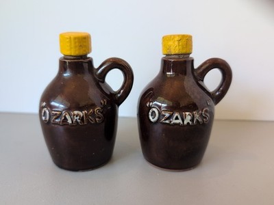 Vintage Lugene's Ozark Brown Whiskey / Moonshine Jugs 3.5 inch *Pair *Japan