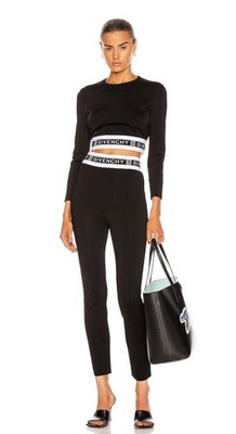 Givenchy Women's Logo Elastic Waistband Top in Black White  XS