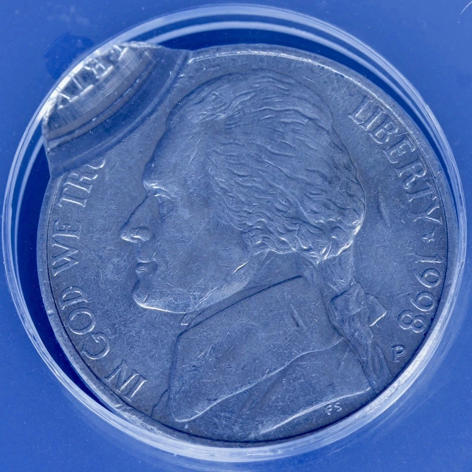 1998-P Jefferson Nickel MS63 ANACS • Double Struck 2nd Strike 95% Off-Center - Image 2 of 4