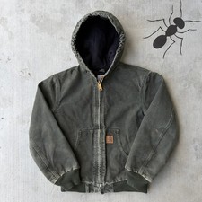 Carhartt YOUTH Large YJ130 MOS green hooded work wear jacket