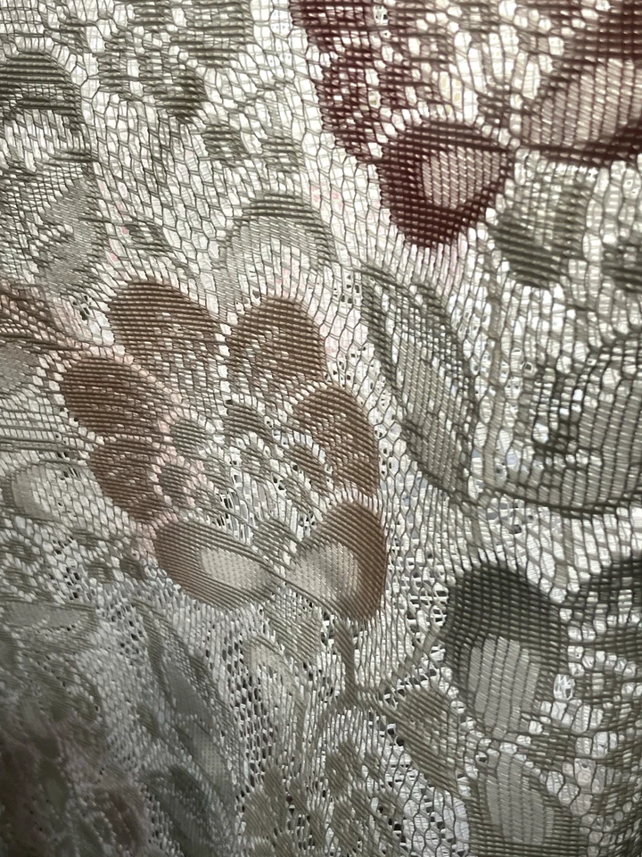 Cortinas de encaje pastel transparente 2 paneles 60x62 en bolsillo de varilla vintage años 80 cabaña Foto 3 de 4