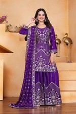 Purple Sharara Suits for Women Pakistani Party Wear Dress Suits Festival Wedding