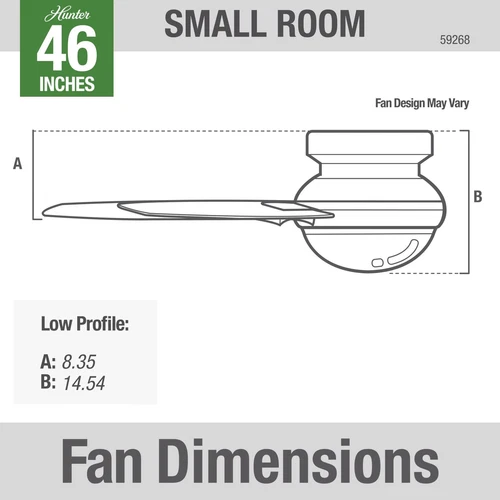Hunter Anslee 46 Inch Low Profile Ceiling Fan with LED Light and Pull Chain C... - Picture 9 of 15