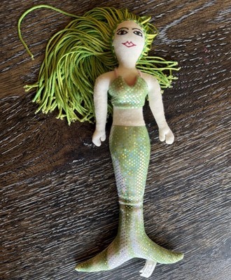 Rainbow Creatures Inc Plush Mermaid Doll Sparkly Tail Fringe Tassel Yarn Hair
