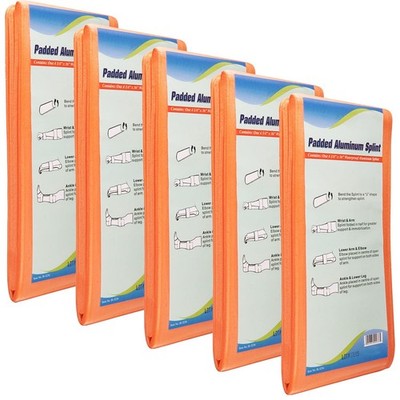 NOVAMEDIC Pack of 5 First Aid Padded Universal Aluminum Splints - 36 inch, Br...