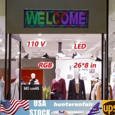 LED Scrolling Sign 26*8" Message Board Full Color RGB Programmable Outdoor Sign