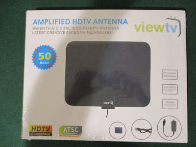 ViewTV Flat HD Digital Indoor Amplified 50 Miles Range TV Antenna with ...