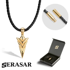 SERASAR | Men's Leather Necklace "Arrow" with Stainless Steel Pendant - 3 Colors