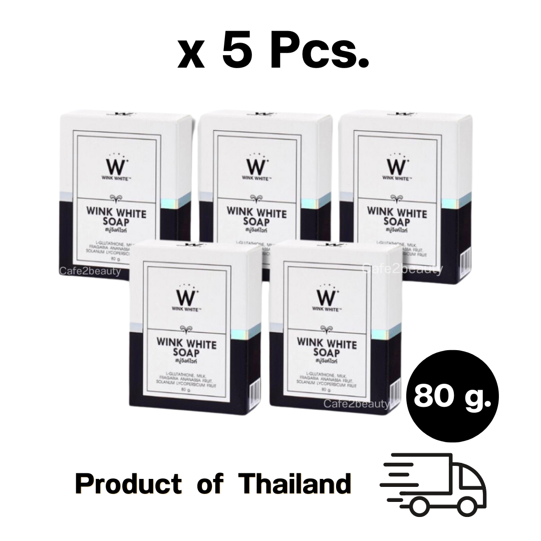 glutathione whitening cleansing bar soap 80g x 5 WINK WHITE Original Gluta Bar Soap Face Body Brightening Skin