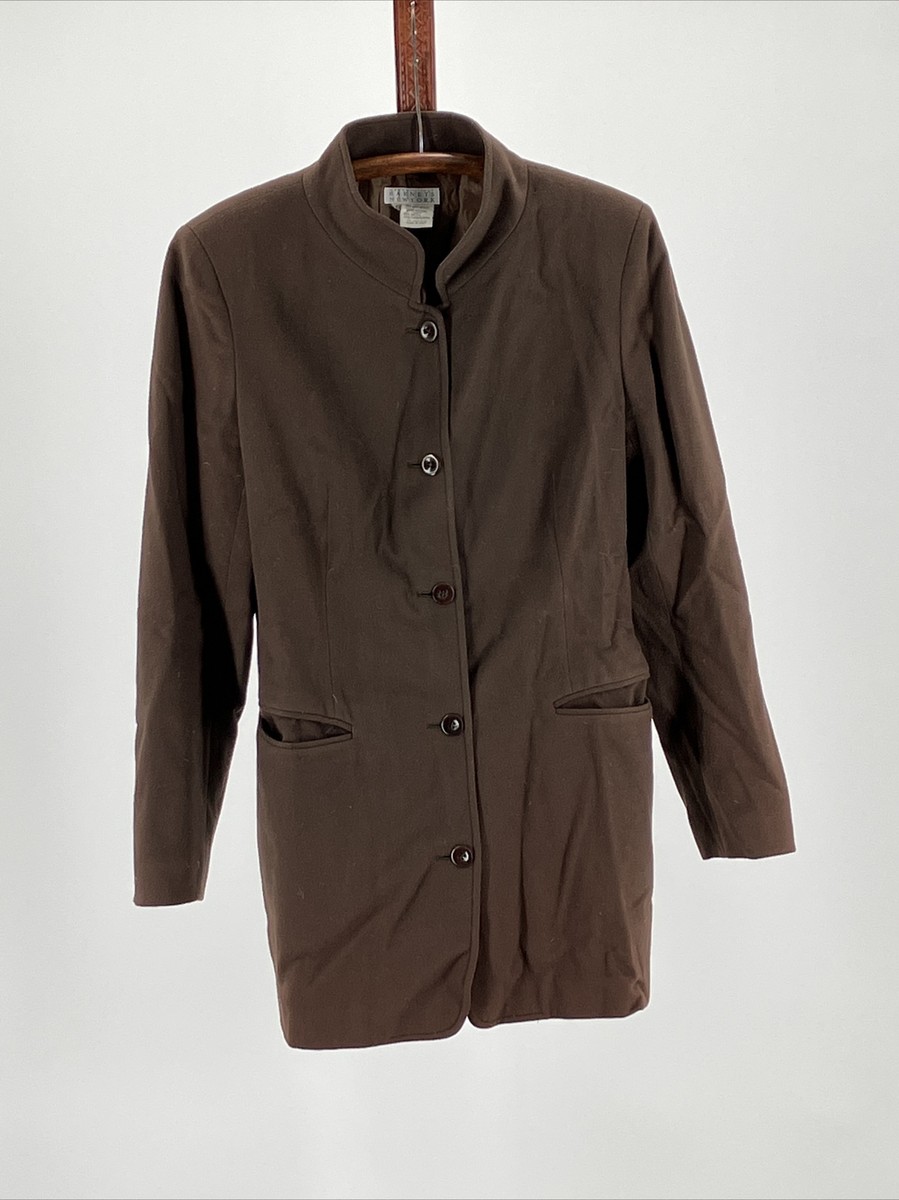 90's Barneys New York wool single breasted Nehru style brown