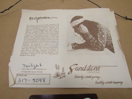 R C GORMAN NAVAJO ARTIST CERAMIC TILE 8" SQUARE PAPER INFO RANCHOS TWILIGHT - Picture 3 of 3
