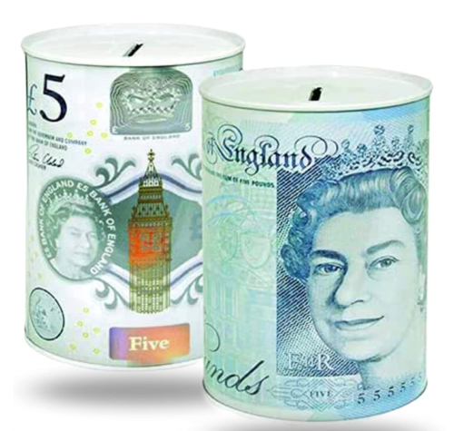 £5 Geld Dose Bargeld Sparschwein Spardose Kinder versiegelt Sterling Pfund Note Design - Bild 1 von 3