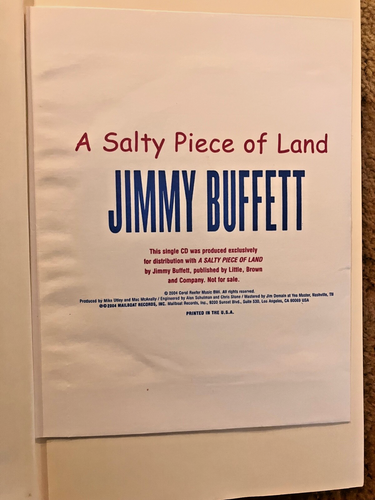 1st Ed JIMMY BUFFET A Salty Piece of Land w UNOPENED CD 1st/1st HCNEW unread - Picture 3 of 3