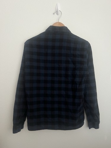 Sandro Paris Men’s Printed Cotton Blue Black Check Overshirt Flannel Size Small - Picture 5 of 9
