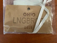 Longaberger~ WoodCrafts Longaberger Ohio License Tie On w/Cream Ribbon NEW