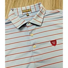 Peter Millar Summer Comfort Mens XL Blue Red Striped Golf Performance Polo Shirt