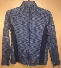 Tek Gear DryTek Women's Heather Gray Zip Long Sleeve Pullover Top Size Large