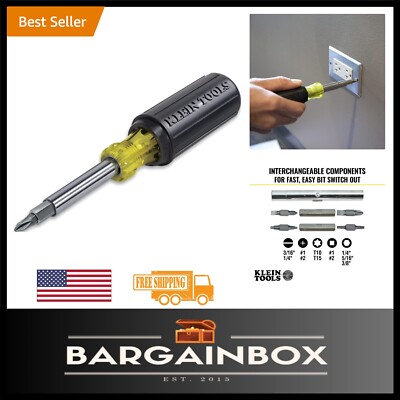 Compact 11-in-1 Screwdriver Set - 8 Industry Bits, 3 Nut Drivers, Durable Design