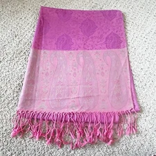 Pink Paisley Pashmina Scarf Shawl Wrap Soft Purple Burgundy Feminine Love Art