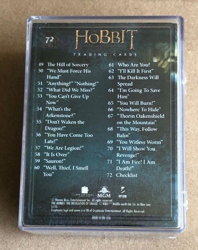 Hobbit Desolation Of Smaug Complete 72-Card Base Collectible Set Cryptozoic MINT - Picture 4 of 5