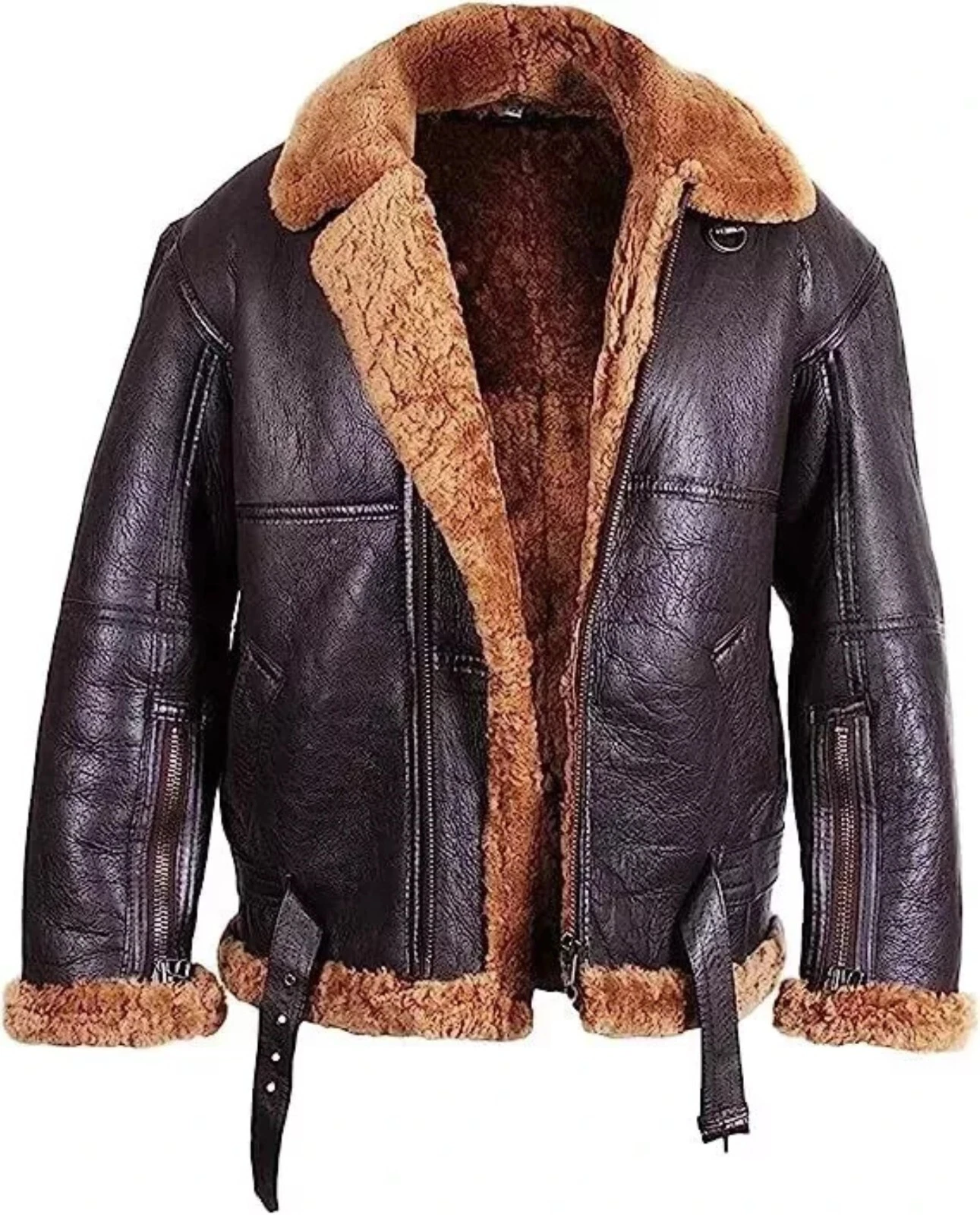 RAF B3 Aviator Jacket Men's Sheepskin Leather Bomber Winter Flying Pilot Coat