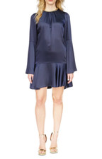 Michael Kors Women's Chain-Neck Bell-Sleeve Dress, Midnight Blue, S