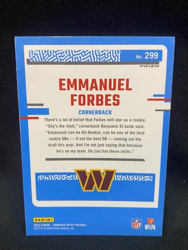 2023 Panini Donruss Optic - Rated Rookie Purple Shock Prizm #299 Emmanuel Forbes - Picture 2 of 2