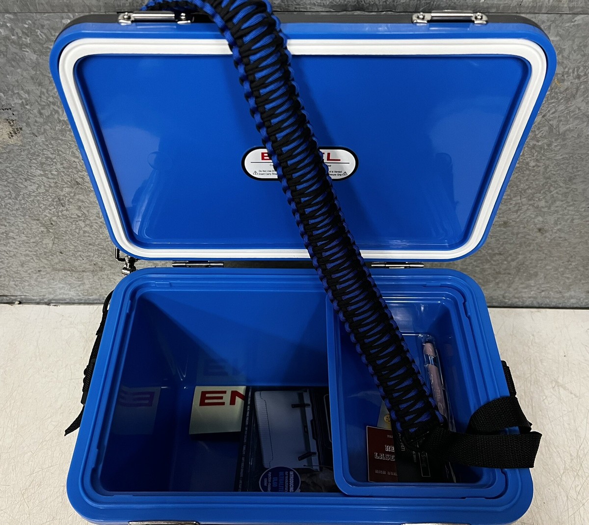 Engel 13 Qt Black And Blue Dry Box, Cooler, With Custom Paracord