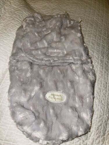 blankets and beyond baby faux fur swaddle wrap boy girl unisex grey Nwot So Soft - Picture 1 of 6