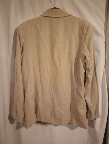 A New Day Sz M Blazer Natural Linen Coastal Grandma Old Money Lagen Look Button - Picture 5 of 8