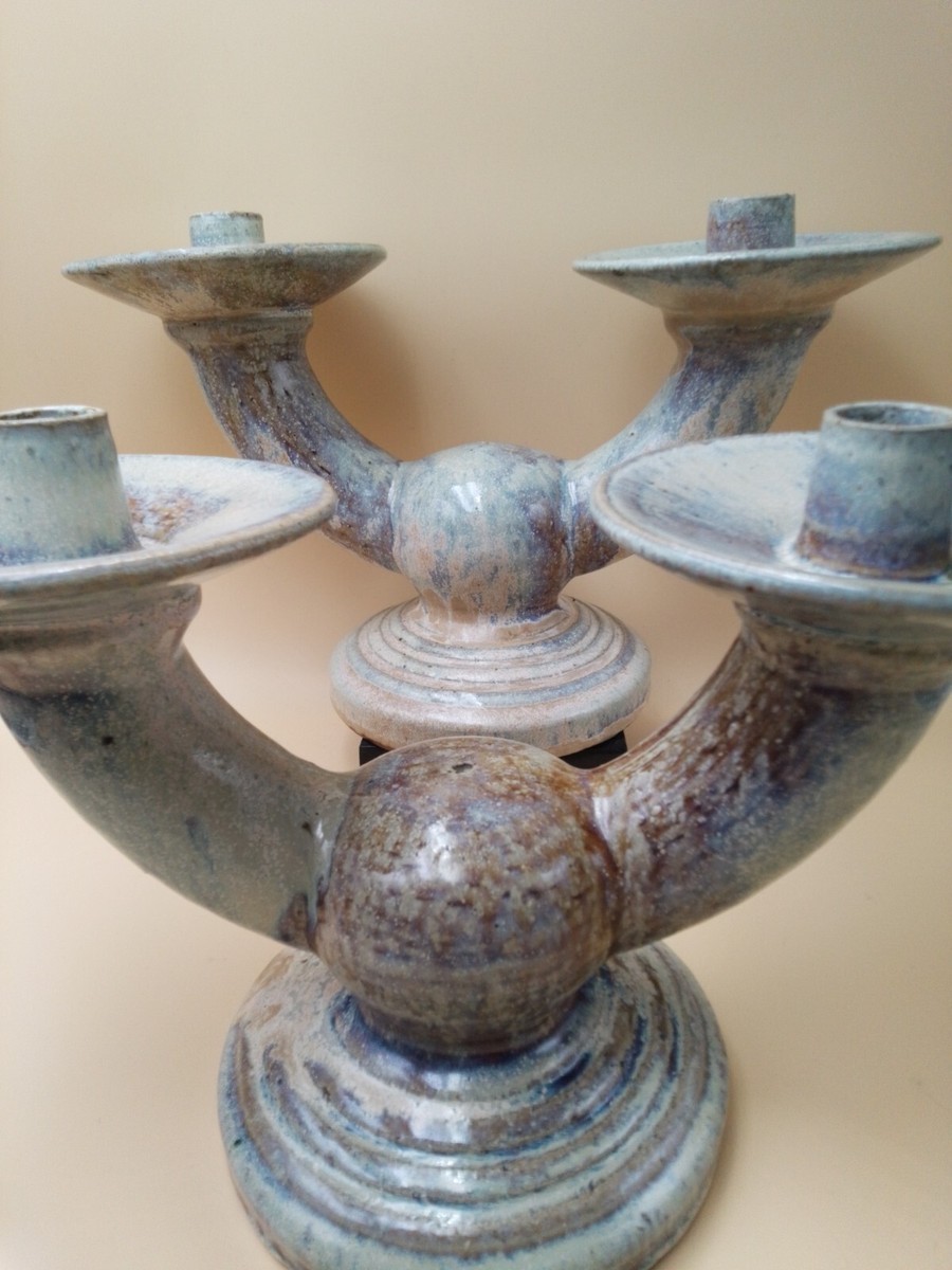 Paire De Bougeoirs Art Déco En Grès – Jean Maubrou – Puisaye – France – Excellent état