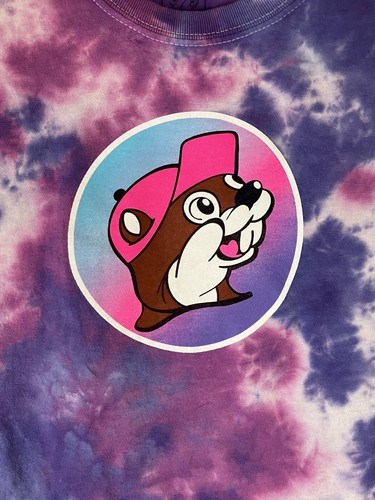 Buc-ee’s Tie Dye T Shirt Adult Small Short Sleeve Jeep Dog Graphic Purple Cotton - Picture 10 of 10