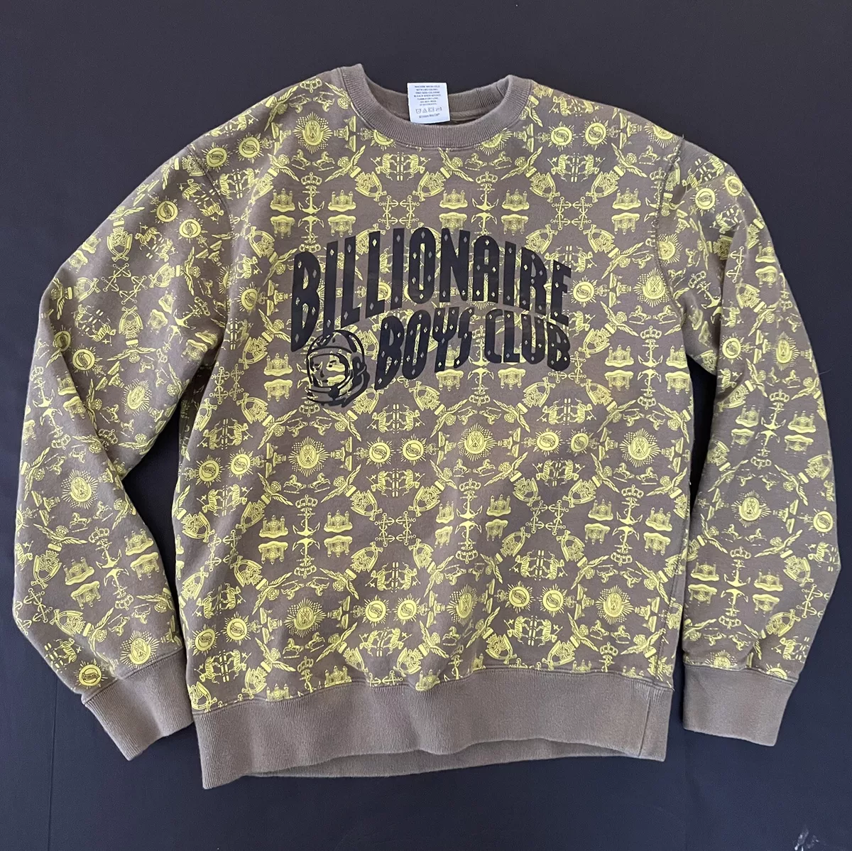 Billionaire Boys Club BBC Yellow Pullover Sweatshirt All Over Print Rare Size L