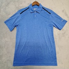 Nike Polo Shirt Men's Medium Golf Tour Performance Blue Shoulder Stripe Dri-Fit