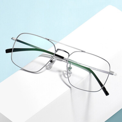 Metal  Eyeglasses Frame Aviator Big Square Double Bean Ultra Light Spectacles