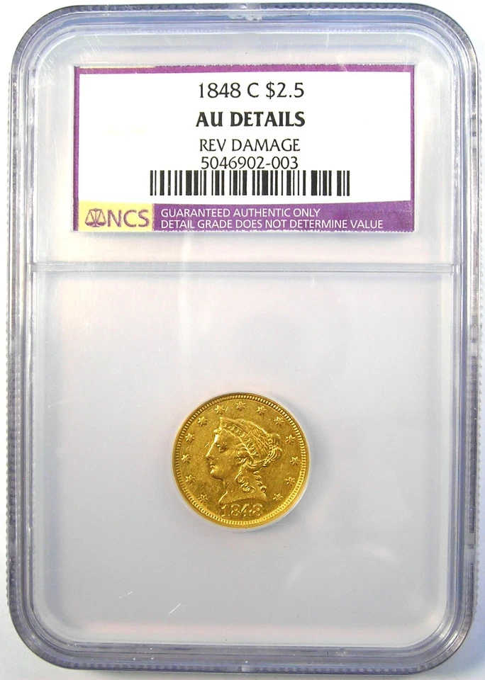 1848-C Liberty Gold Quarter Eagle $2.50 Charlotte. Certified NGC AU Detail (NCS) - Image 2 of 4