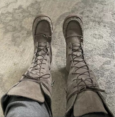 gray moccasin boots