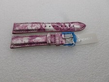 Genuine Michele 18mm Floral Pink Genuine Leather Watch Band Strap NEW