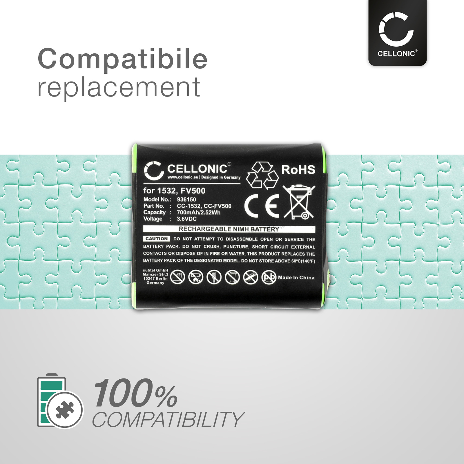 Ersatzakku Für Sena SRL2 – 700mAh / 2,59Wh, Li-Polymer, Kompatibel Mit Sena XK701953