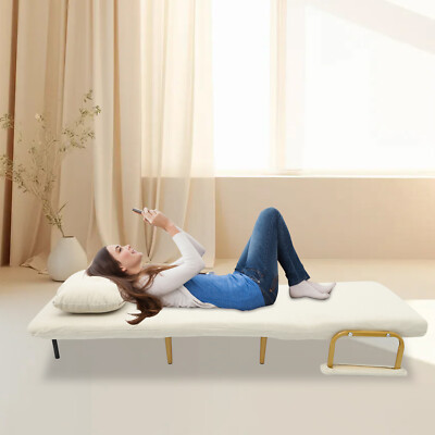 Folding Sofa Bed Convertible Sofa Bed with Pillow & 5-Gear Adjustable Backrest