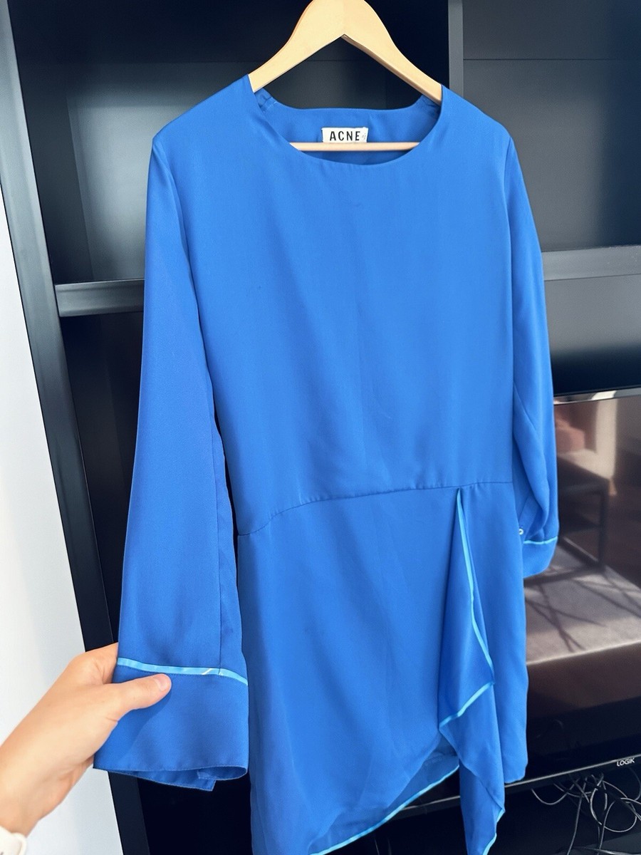 Acne Studios Dress Blue Open Back UK10 M Medium EU38 Sweden